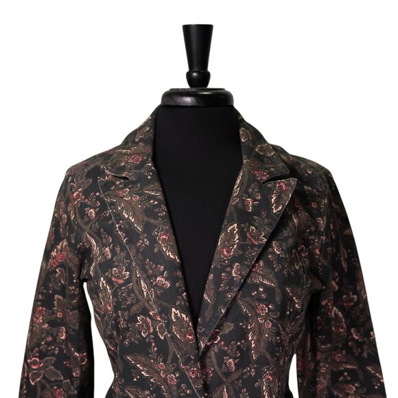 Sam Edelman Women's Margot Blazer Floral Denim One Button Work Suit Jacket S - Picture 5 of 9